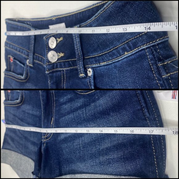 Hudson Blue Ruby Mid-Thigh Button Flap Back Pocket Cuffed Denim Short Sz 25 NEW! - Picture 7 of 9